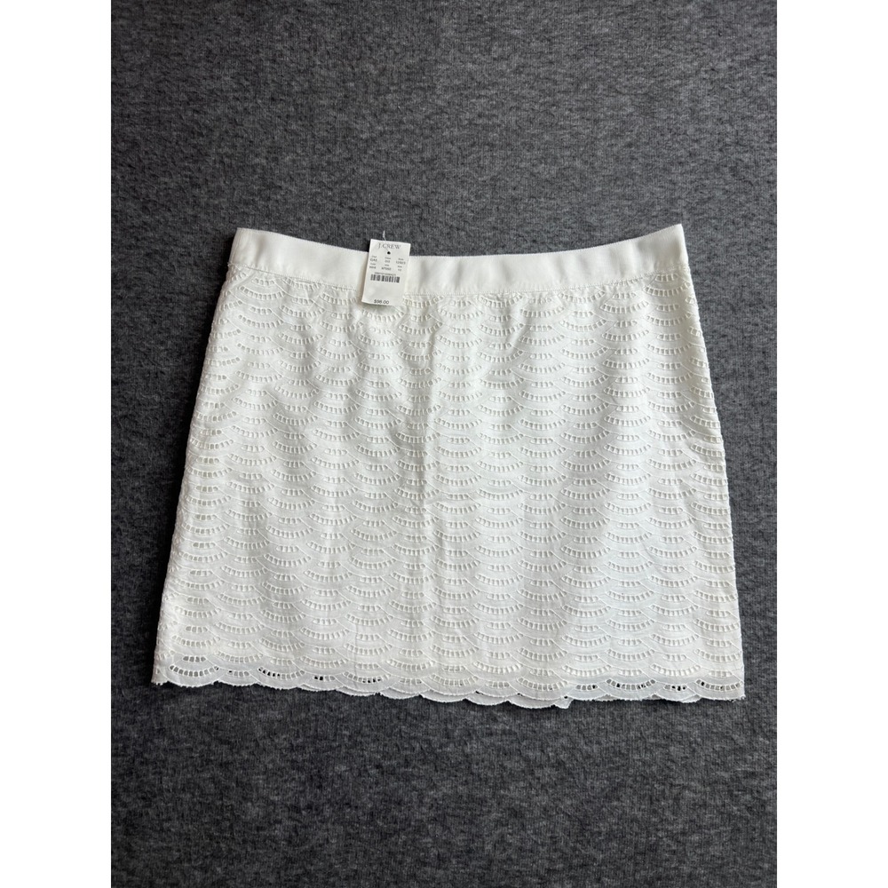 J.Crew Womens White Eyelet Scalloped Hem Mini Skirt 12923 Size 10 NEW